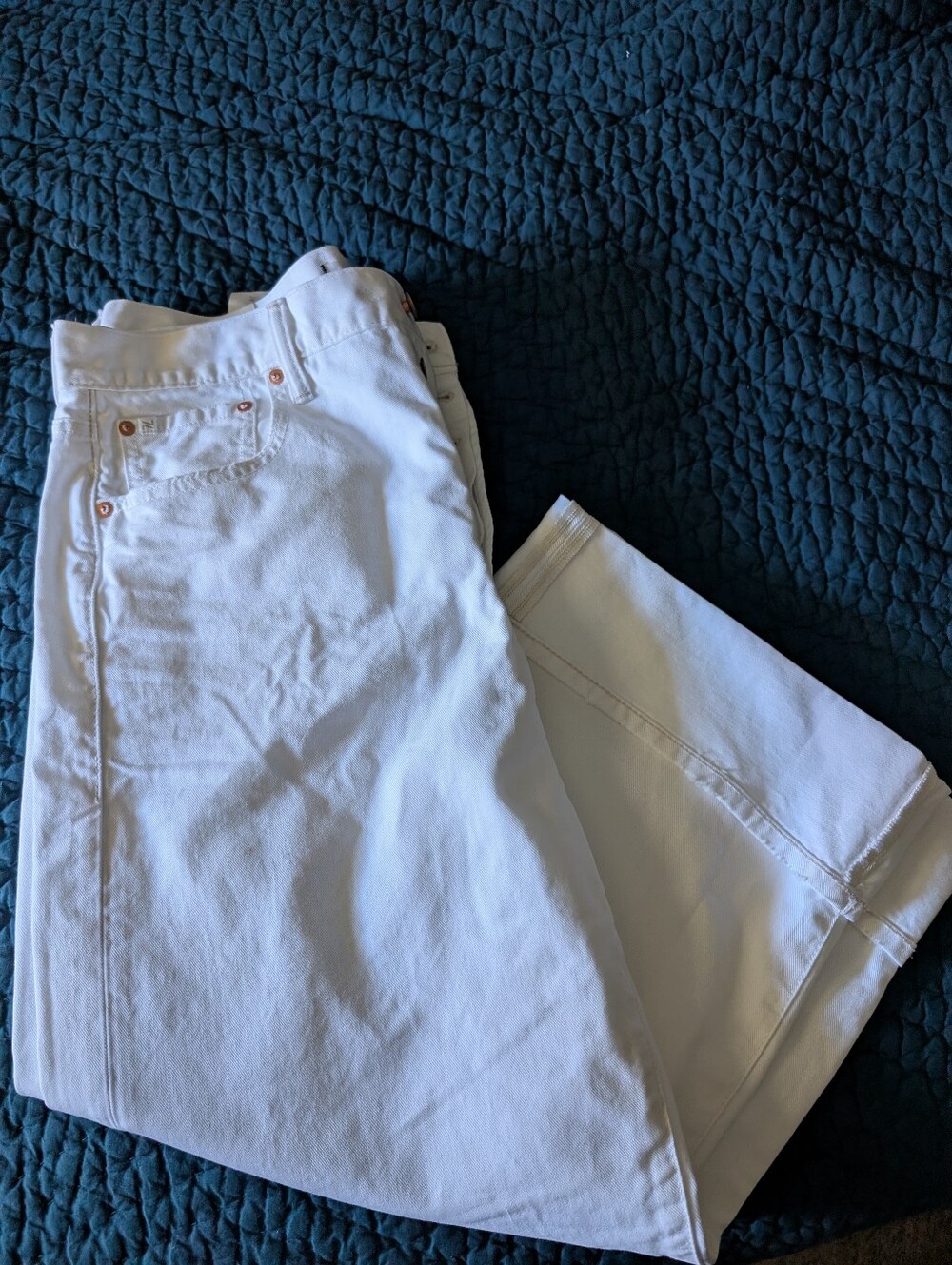 American Eagle AE77 Premium Collection White High-Rise Wide Leg Crop Jeans